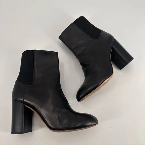 Rag &amp; Bone Agnes Black Leather Heeled Boots Size 40