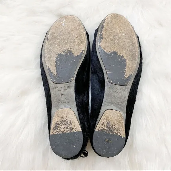 Rag &amp; Bone Black Calf Hair Ballet Flats