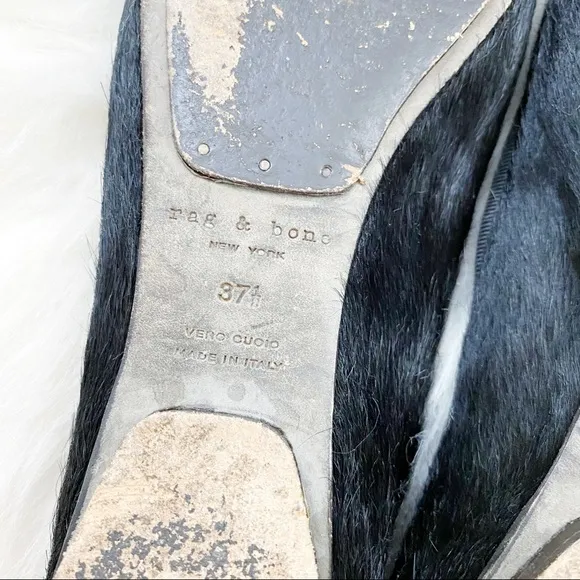 Rag &amp; Bone Black Calf Hair Ballet Flats
