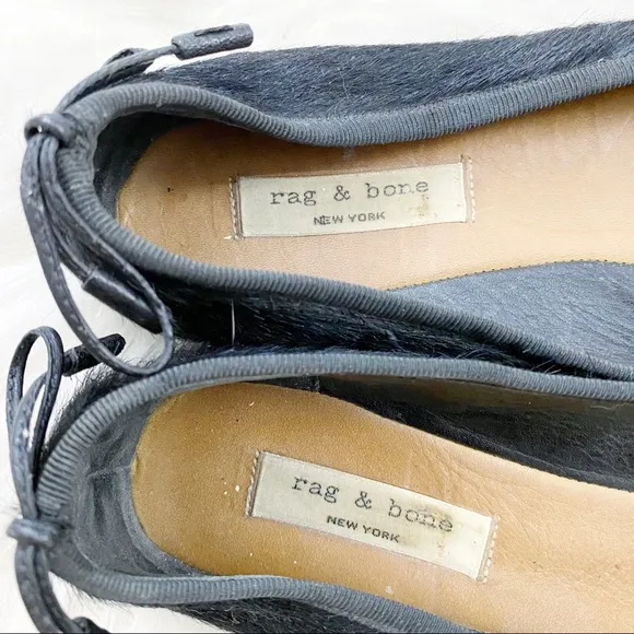 Rag &amp; Bone Black Calf Hair Ballet Flats