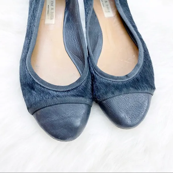 Rag &amp; Bone Black Calf Hair Ballet Flats