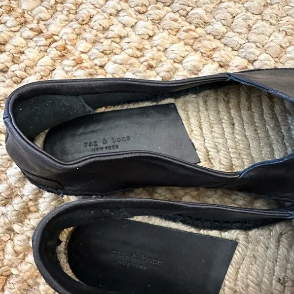 RAG &amp; BONE Black LAMB leather Espadrille Flats with platform