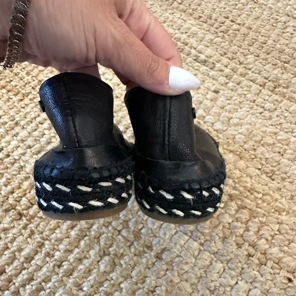 RAG &amp; BONE Black LAMB leather Espadrille Flats with platform