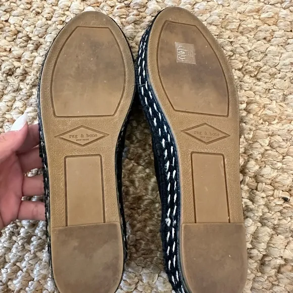 RAG &amp; BONE Black LAMB leather Espadrille Flats with platform