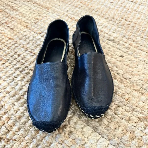 RAG &amp; BONE Black LAMB leather Espadrille Flats with platform