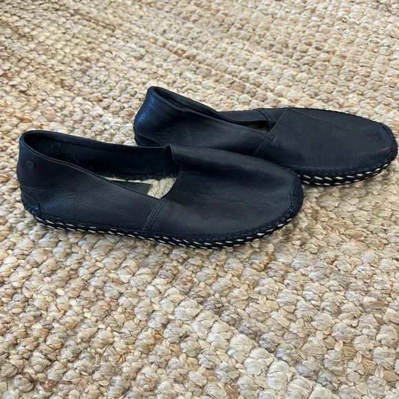 RAG &amp; BONE Black LAMB leather Espadrille Flats with platform