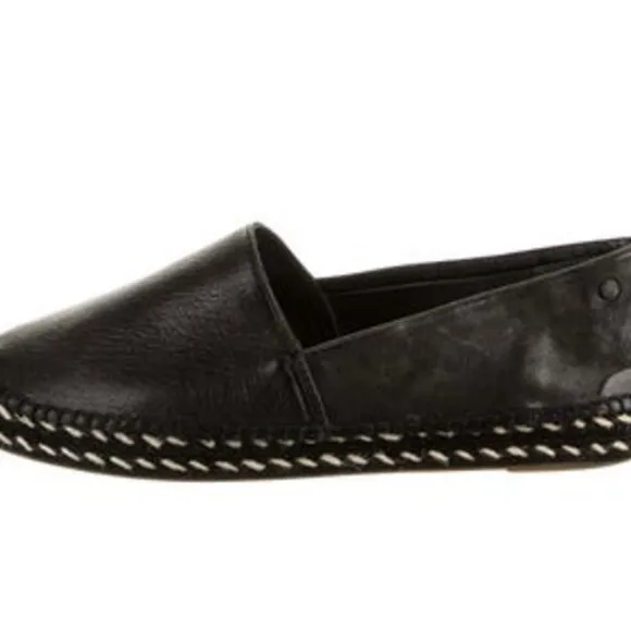 RAG &amp; BONE Black LAMB leather Espadrille Flats with platform