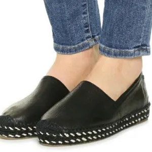RAG &amp; BONE Black LAMB leather Espadrille Flats with platform