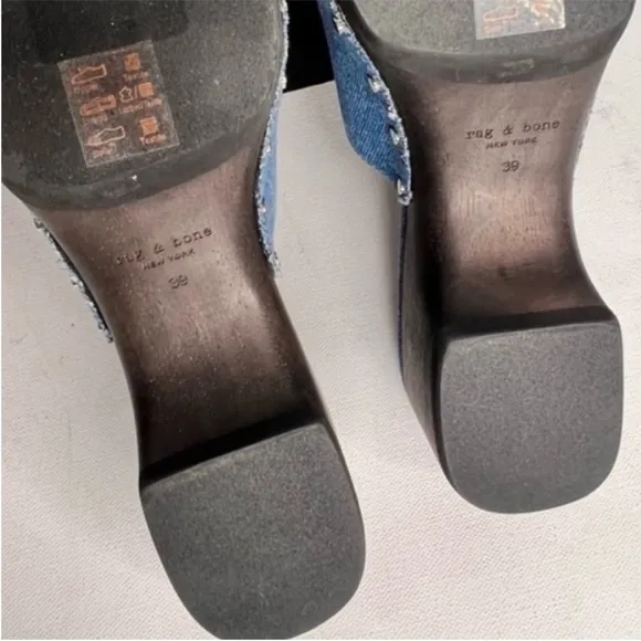 Rag &amp; Bone Blue Mules with Black Platform Sole