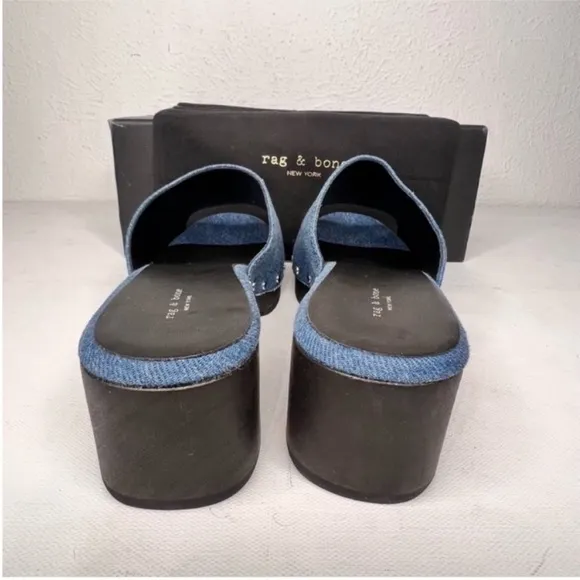 Rag &amp; Bone Blue Mules with Black Platform Sole