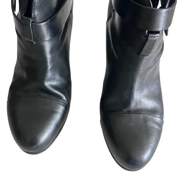 rag‎ &amp; bone Harrow Black Leather Belted Ankle Boots size 37size 37