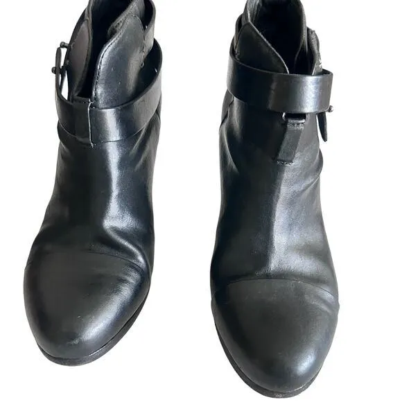 rag‎ &amp; bone Harrow Black Leather Belted Ankle Boots size 37size 37