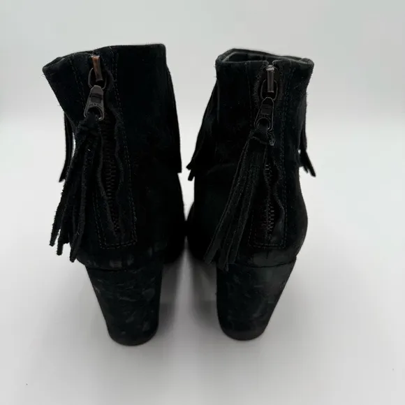 Rag &amp; Bone Newbury Fringe Suede Western Rodeo Heeled Ankle Boots Booties 8.5