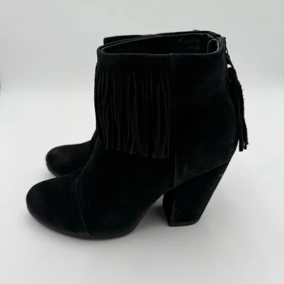 Rag &amp; Bone Newbury Fringe Suede Western Rodeo Heeled Ankle Boots Booties 8.5
