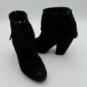 Rag &amp; Bone Newbury Fringe Suede Western Rodeo Heeled Ankle Boots Booties 8.5