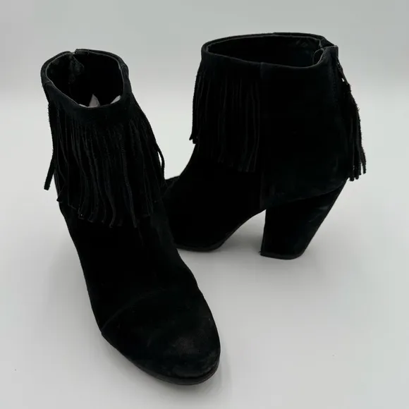 Rag &amp; Bone Newbury Fringe Suede Western Rodeo Heeled Ankle Boots Booties 8.5