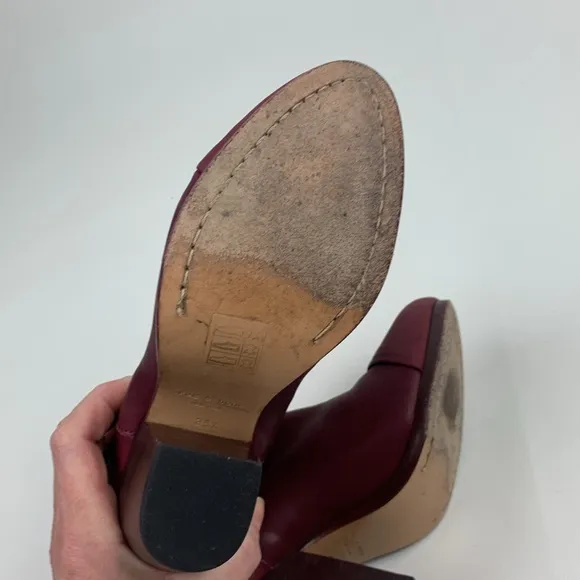Rag &amp; Bone NY leather heeled  Burgundy Ankle Boots booties Size 36.5 Adjustable