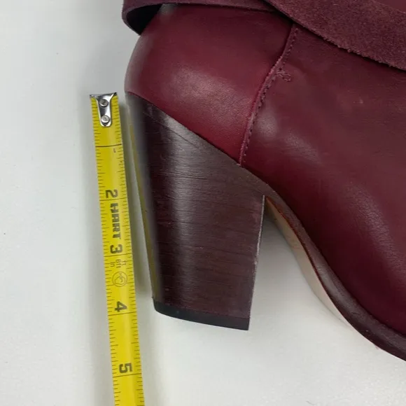 Rag &amp; Bone NY leather heeled  Burgundy Ankle Boots booties Size 36.5 Adjustable