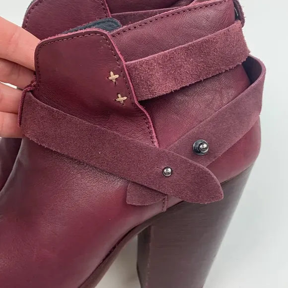 Rag &amp; Bone NY leather heeled  Burgundy Ankle Boots booties Size 36.5 Adjustable