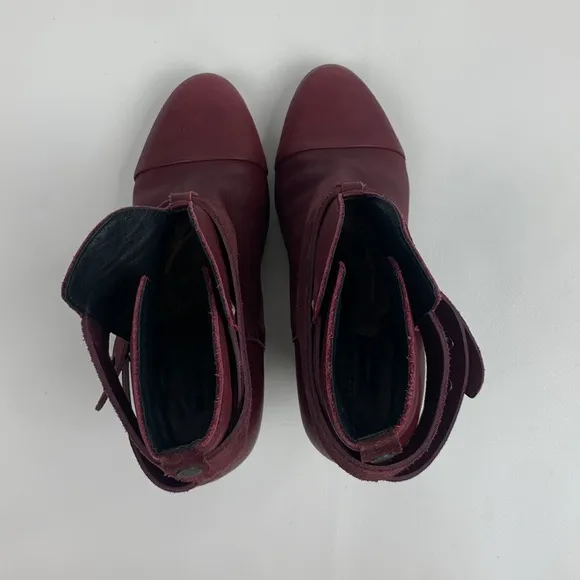 Rag &amp; Bone NY leather heeled  Burgundy Ankle Boots booties Size 36.5 Adjustable