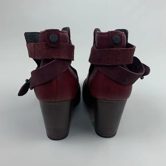 Rag &amp; Bone NY leather heeled  Burgundy Ankle Boots booties Size 36.5 Adjustable