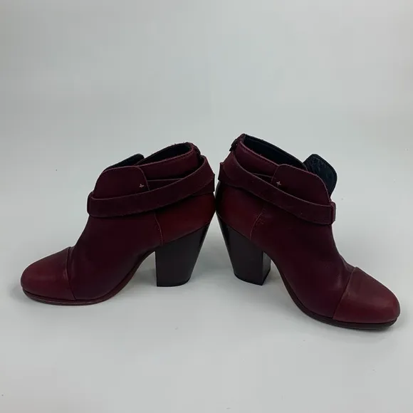 Rag &amp; Bone NY leather heeled  Burgundy Ankle Boots booties Size 36.5 Adjustable