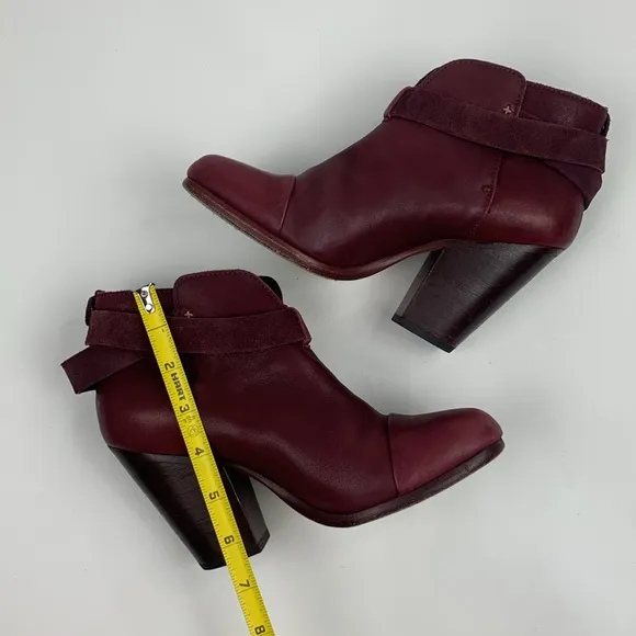 Rag &amp; Bone NY leather heeled  Burgundy Ankle Boots booties Size 36.5 Adjustable
