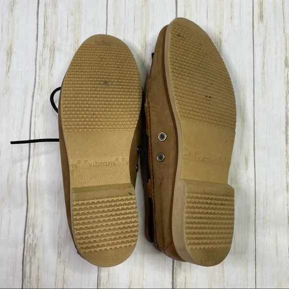 Rag &amp; Bone Preston Brown Leather Cream Canvas Boat Shoes