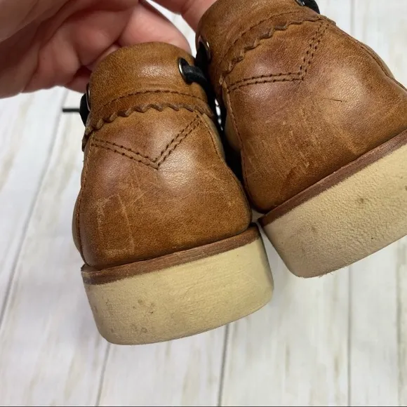 Rag &amp; Bone Preston Brown Leather Cream Canvas Boat Shoes