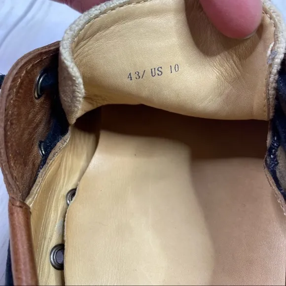 Rag &amp; Bone Preston Brown Leather Cream Canvas Boat Shoes