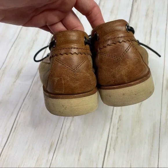 Rag &amp; Bone Preston Brown Leather Cream Canvas Boat Shoes