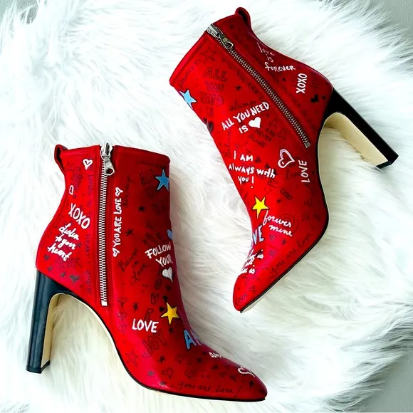 Rag &amp; Bone Red Leather Amore /,Love Ankle Boots | Booties Size 38.5