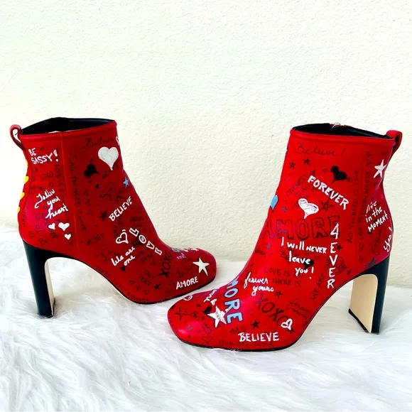 Rag &amp; Bone Red Leather Amore /,Love Ankle Boots | Booties Size 38.5