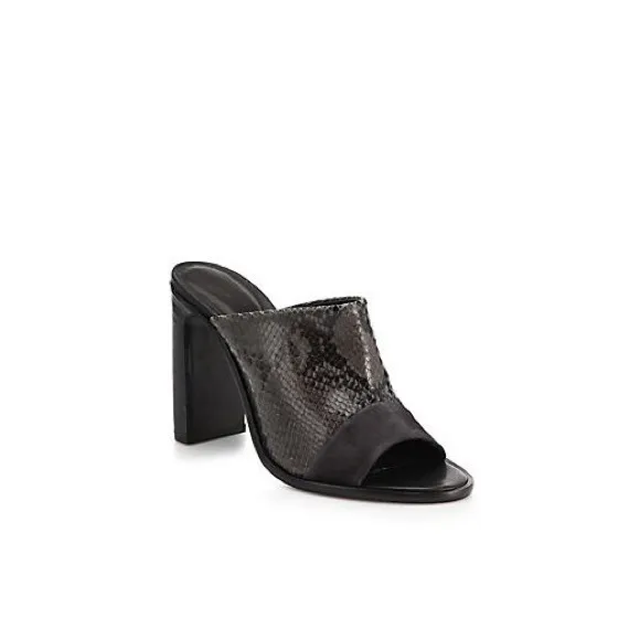 Rag &amp; Bone TRISTAN SNAKE-EFFECT LEATHER MULES