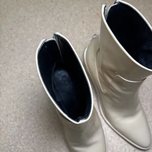 Rag &amp; Bone Wiley High Boot Womens 9 EU 39.5 Beige Patent Leather Ankle Heeled