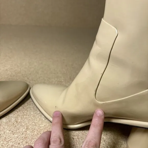 Rag &amp; Bone Wiley High Boot Womens 9 EU 39.5 Beige Patent Leather Ankle Heeled