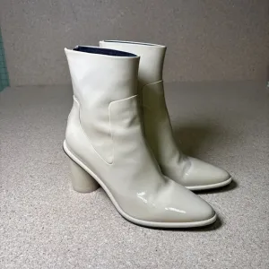 Rag &amp; Bone Wiley High Boot Womens 9 EU 39.5 Beige Patent Leather Ankle Heeled