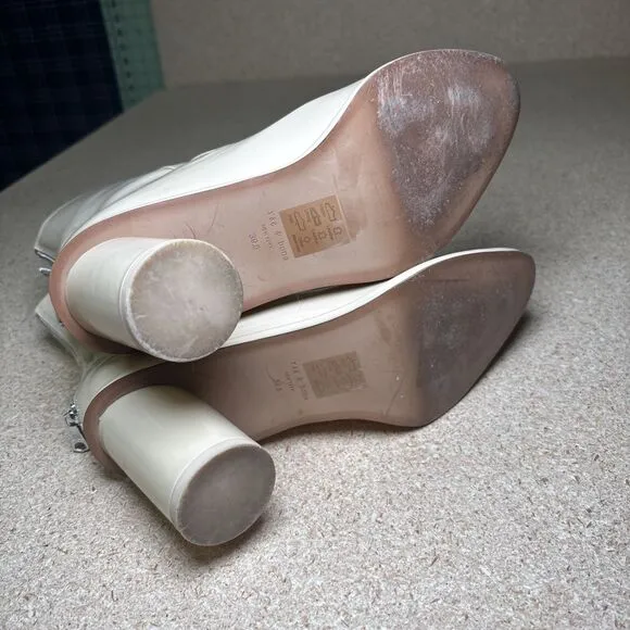 Rag &amp; Bone Wiley High Boot Womens 9 EU 39.5 Beige Patent Leather Ankle Heeled