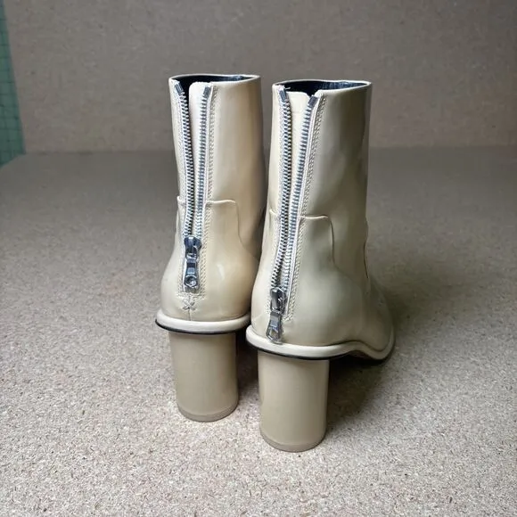 Rag &amp; Bone Wiley High Boot Womens 9 EU 39.5 Beige Patent Leather Ankle Heeled