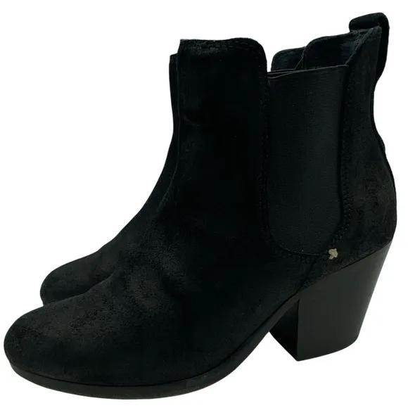 Rag &amp; Bone Womens Shoes Devon Boots Sz 5 Black Leather Ankle Heeled Suede Sleek