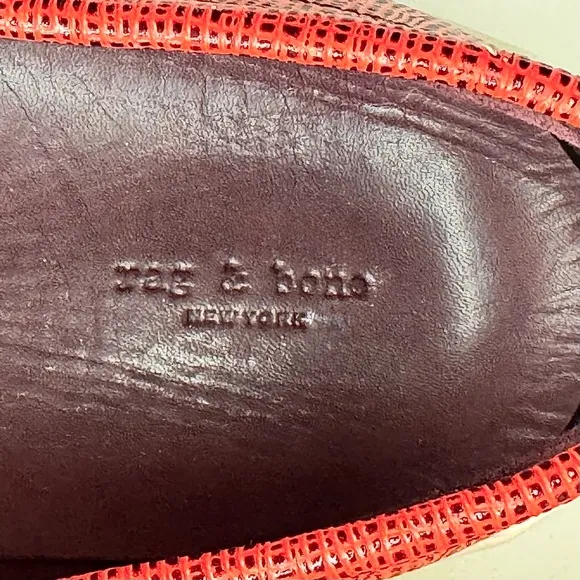 Rag and Bone Colby Red Leather Slip On Penny Loafer Style Sneaker Shoes Size 9.5