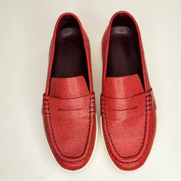 Rag and Bone Colby Red Leather Slip On Penny Loafer Style Sneaker Shoes Size 9.5