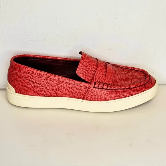 Rag and Bone Colby Red Leather Slip On Penny Loafer Style Sneaker Shoes Size 9.5