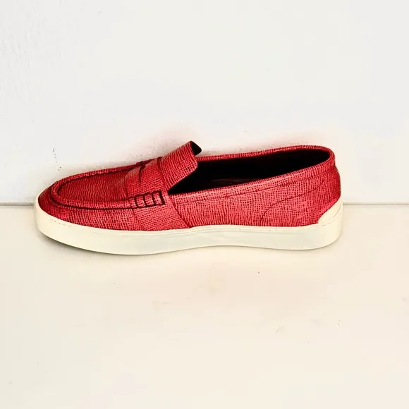 Rag and Bone Colby Red Leather Slip On Penny Loafer Style Sneaker Shoes Size 9.5