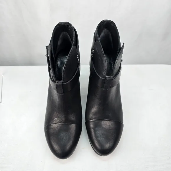 Rag Bone 37.5 (US 7.5) New York Harrow Ankle Boots Booties Black Leather Shoes