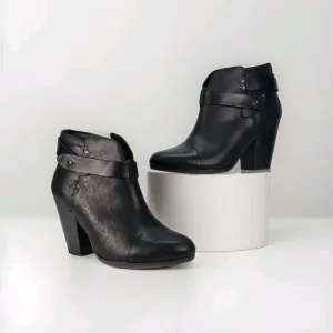 Rag Bone 37.5 (US 7.5) New York Harrow Ankle Boots Booties Black Leather Shoes