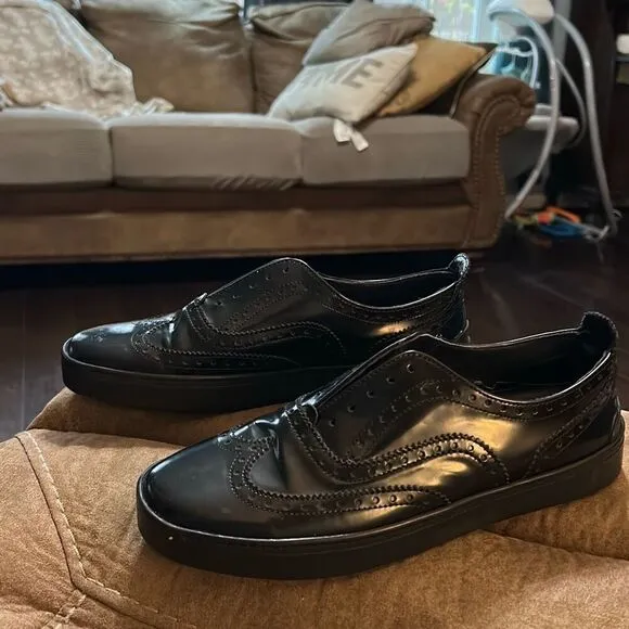 RAG &amp; BONE MELI Oxford Slip On Leather Sneaker Shoes Black Size 38.5