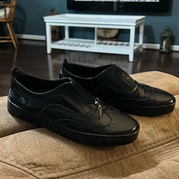 RAG &amp; BONE MELI Oxford Slip On Leather Sneaker Shoes Black Size 38.5