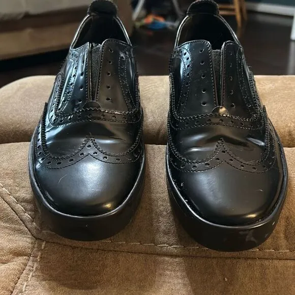 RAG &amp; BONE MELI Oxford Slip On Leather Sneaker Shoes Black Size 38.5