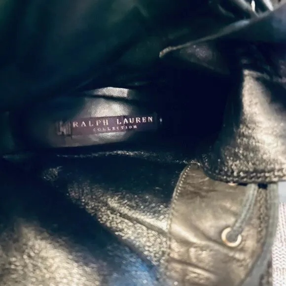 Ralph Lauren black leather heeled boots
